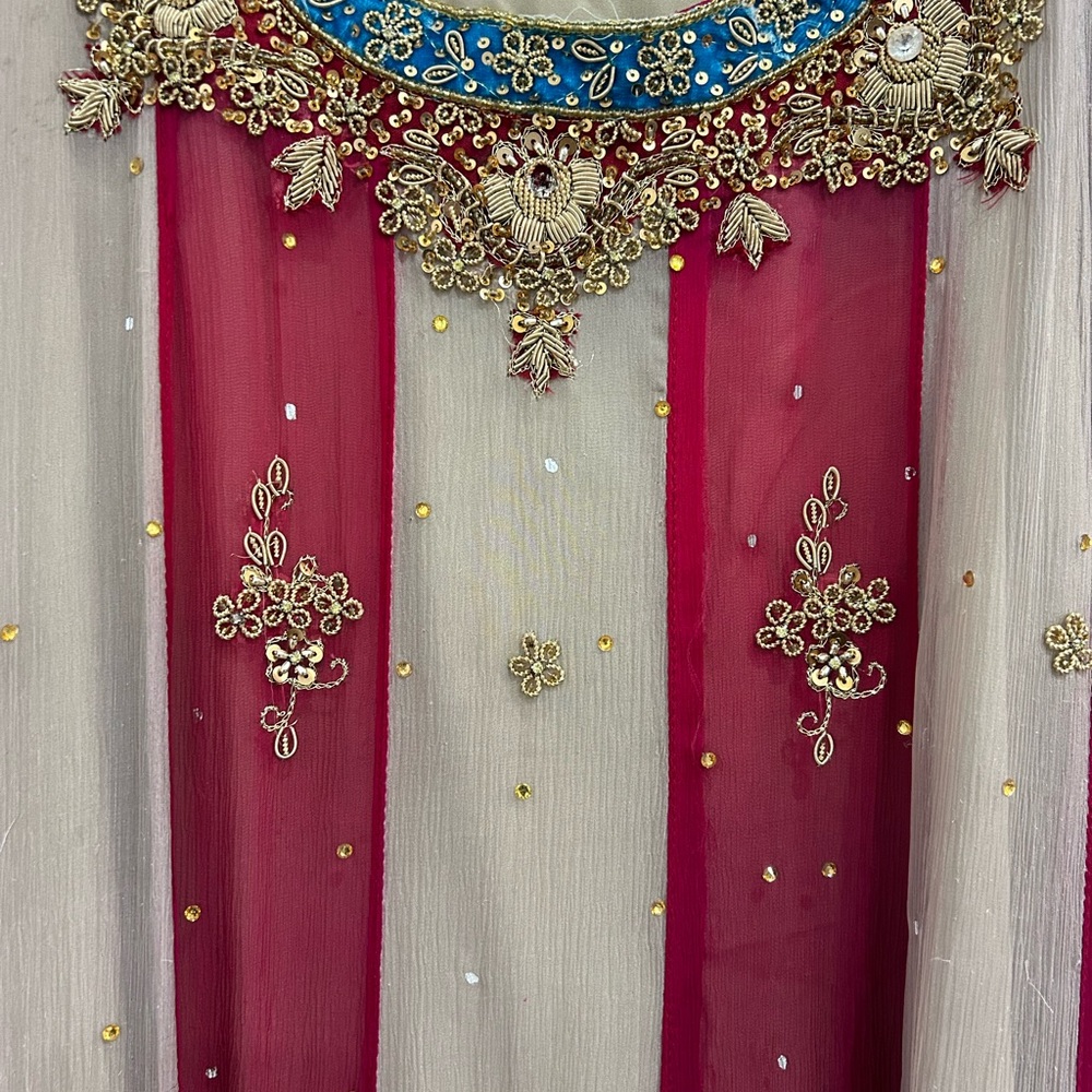 Maroon and Peach Pakistani/Indian Gown dress
